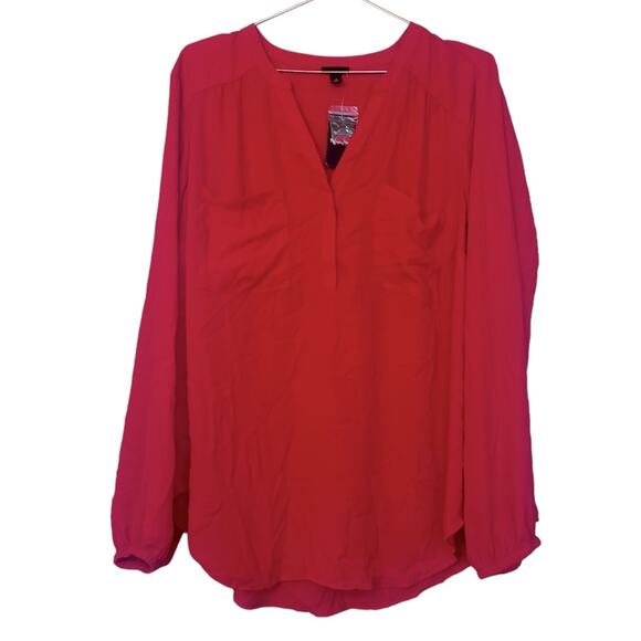 TORRID Harper  Solid All Red pullover 3/4 Sleeve Sheer Top Womens Plus Sizee - Picture 1 of 6
